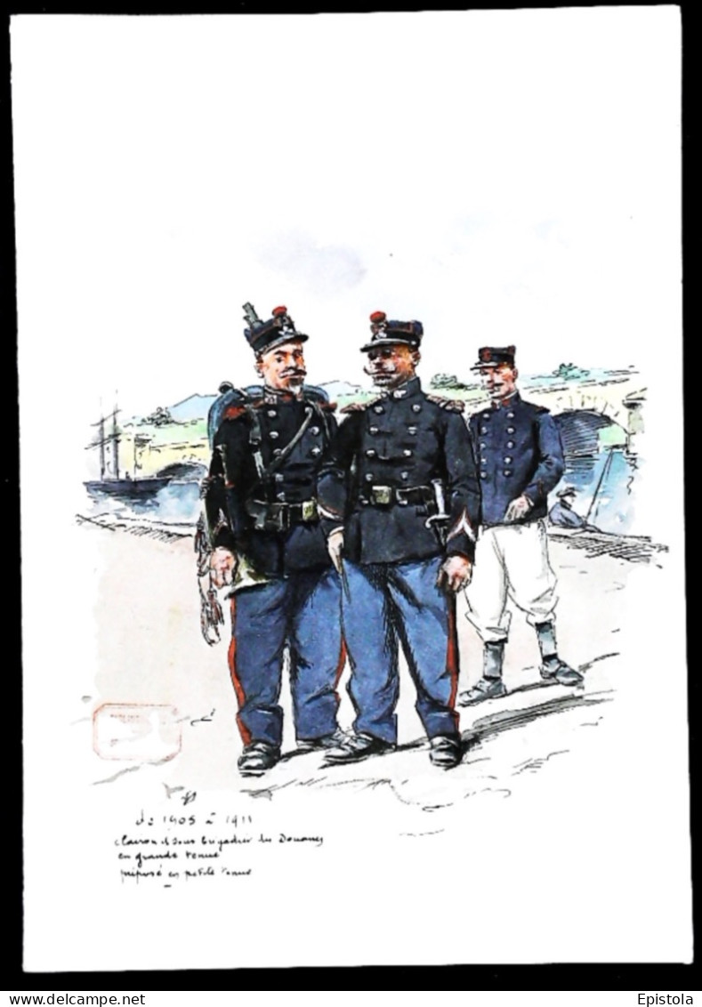 ► Uniforme Douane   Clairon Et Sous-Brigadier   1852-1870  Carte-Double - Douane