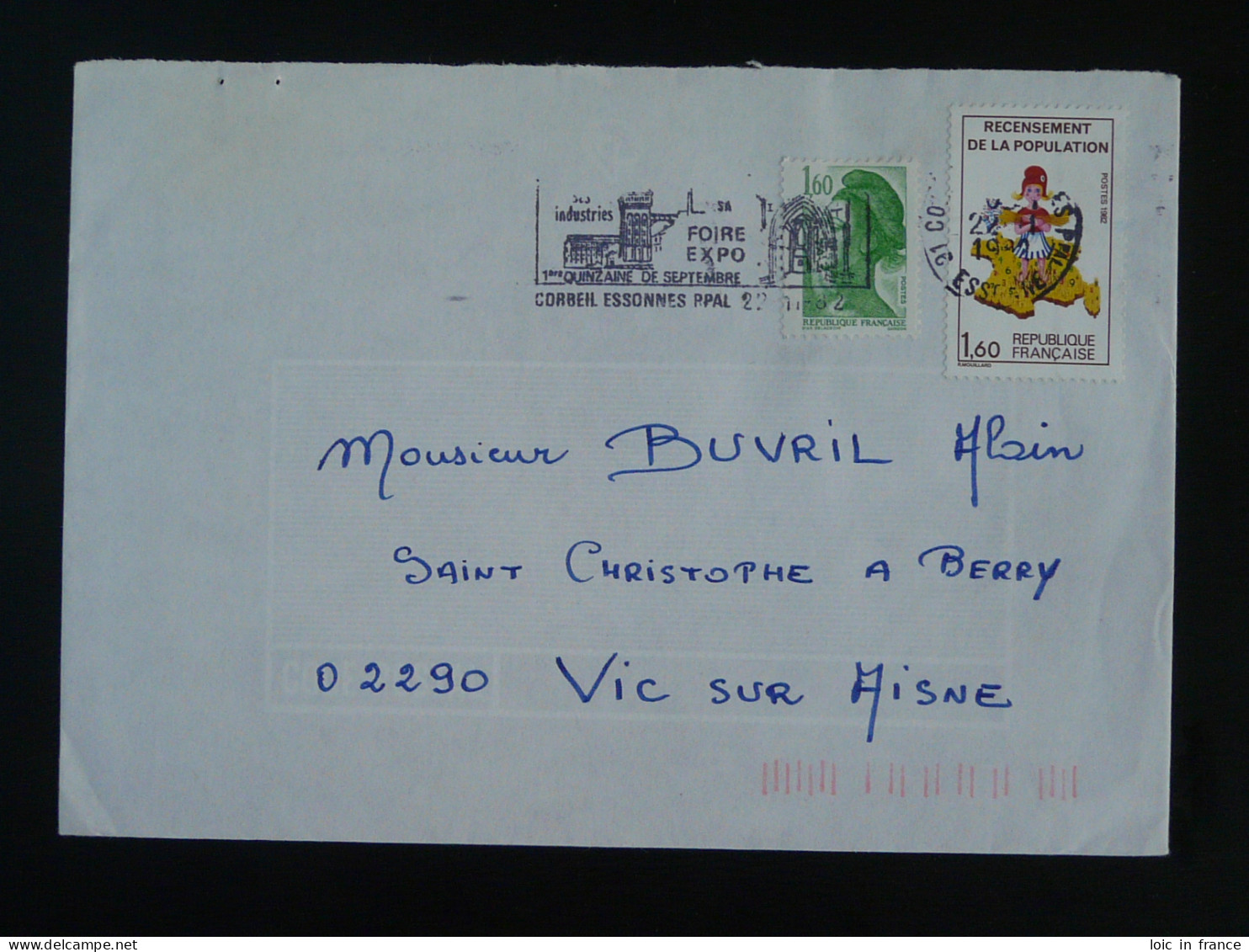 Lettre Variété Recensement Corse Sans Le 7 Corbeil 91 Essonnes 1982 - Lettres & Documents
