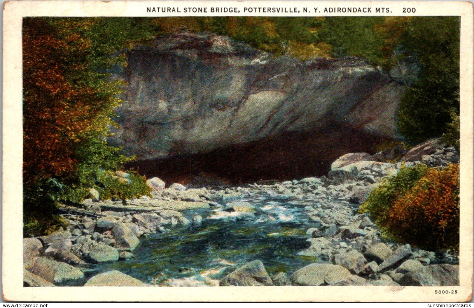 New York Adirondacks Pottersville Natural Stone Bridge Curteich - Adirondack