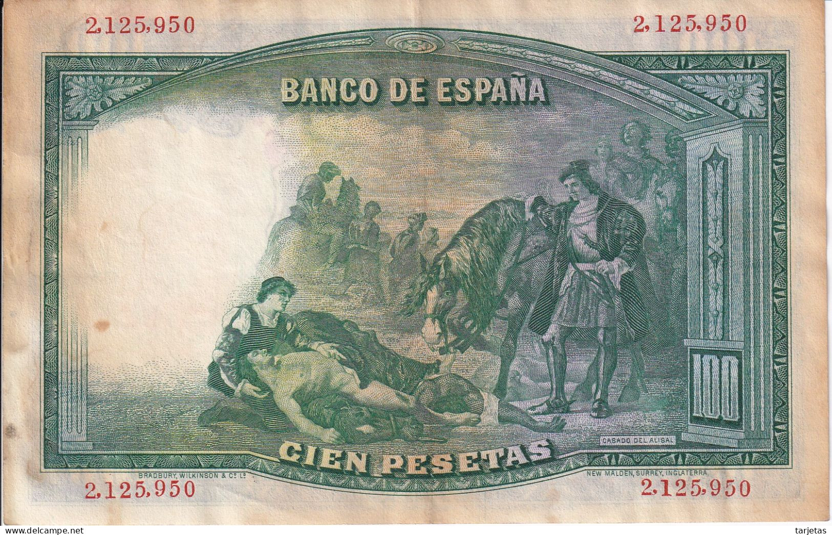 BILLETE DE ESPAÑA DE 100 PTAS DEL AÑO 1931 SIN SERIE  (BANKNOTE) EL GRAN CAPITAN - 100 Pesetas