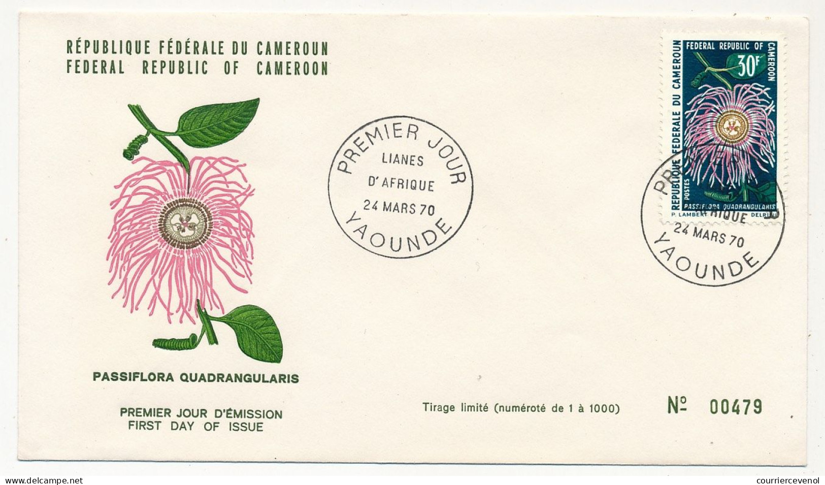 Cameroun => 4 Env FDC => 4 Valeurs Lianes D'Afrique - 24 Mars 1970 - Yaoundé - Kamerun (1960-...)