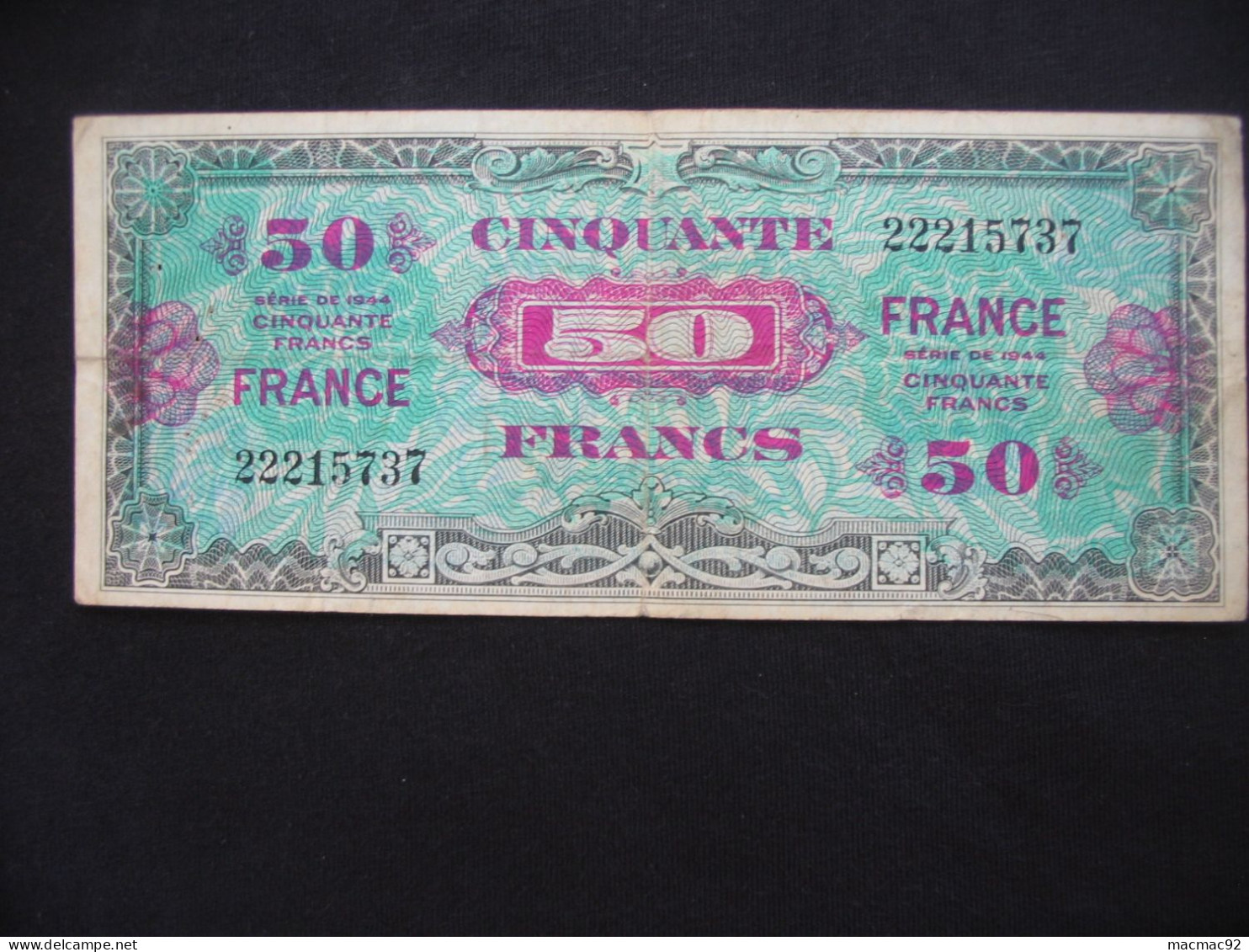 Billet De Débarquement - 50 Francs  FRANCE 1944 - Sans Série    **** EN ACHAT IMMEDIAT **** - 1944 Drapeau/Francia