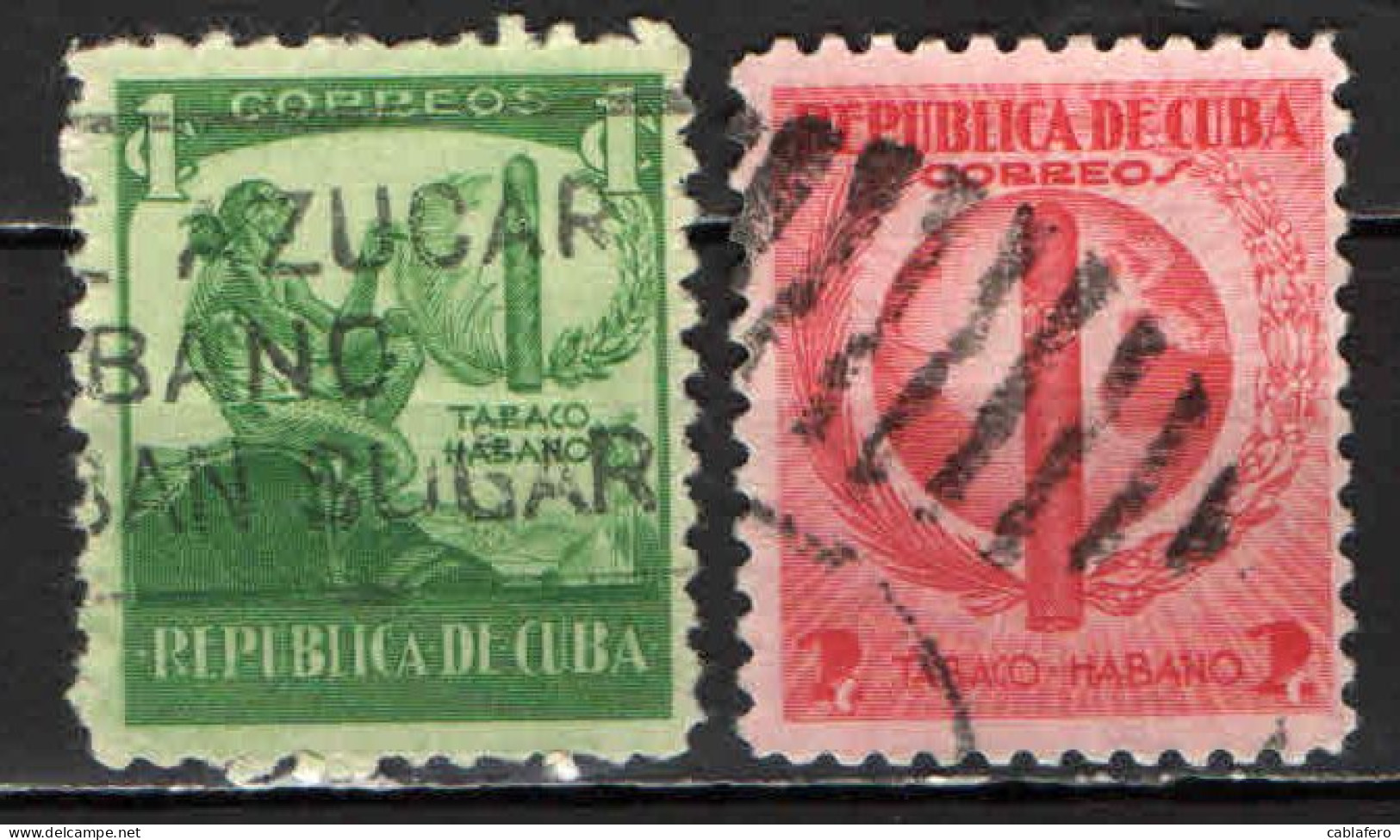 CUBA - 1939 - INDIANO D'AMERICA E SIGARO CUBANO - USATI - Oblitérés