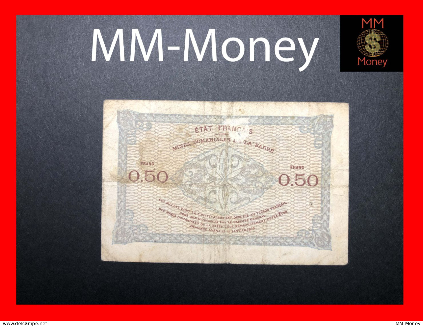 SARRE   - SAAR   50 Centimes  1919   P. 1  *French States Mines In The Saar*   VF - Andere & Zonder Classificatie