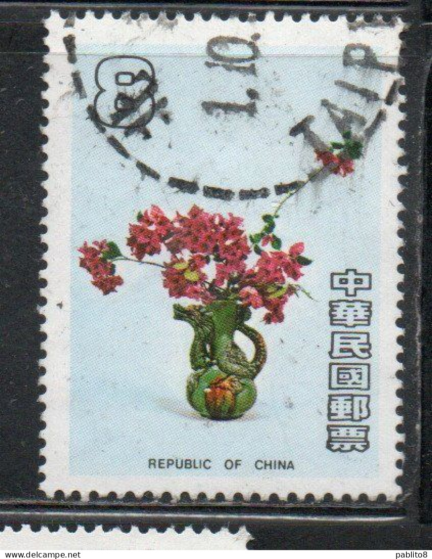 CHINA REPUBLIC CINA TAIWAN FORMOSA 1986 FLORAL ARRANGEMENTS 8$ USED USATO OBLITERE' - Gebraucht