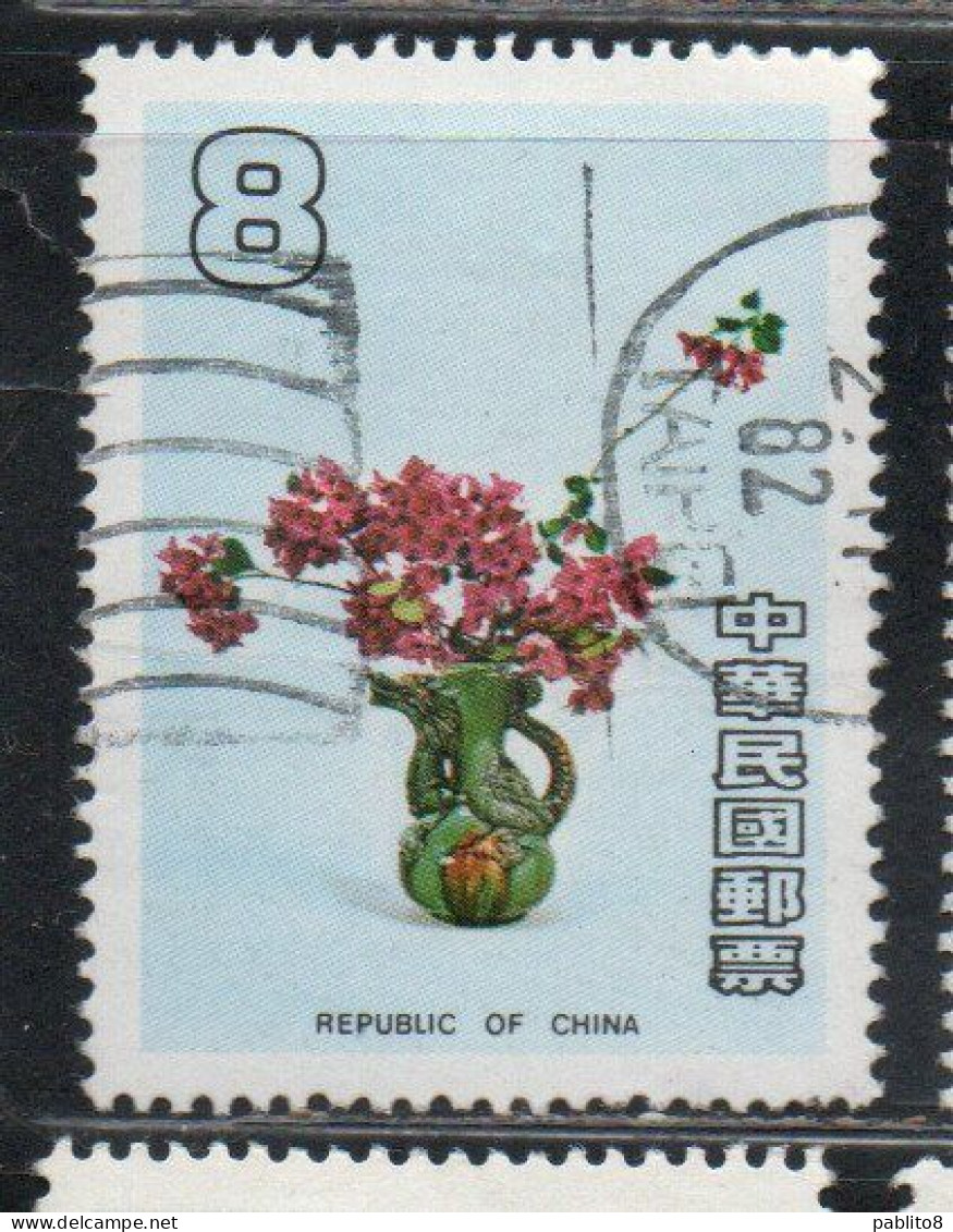 CHINA REPUBLIC CINA TAIWAN FORMOSA 1986 FLORAL ARRANGEMENTS 8$ USED USATO OBLITERE' - Gebruikt