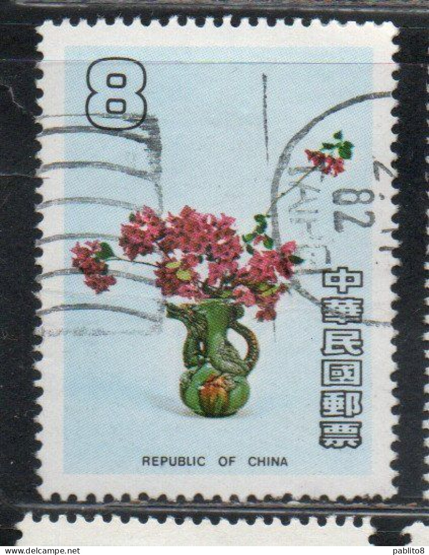 CHINA REPUBLIC CINA TAIWAN FORMOSA 1986 FLORAL ARRANGEMENTS 8$ USED USATO OBLITERE' - Usados