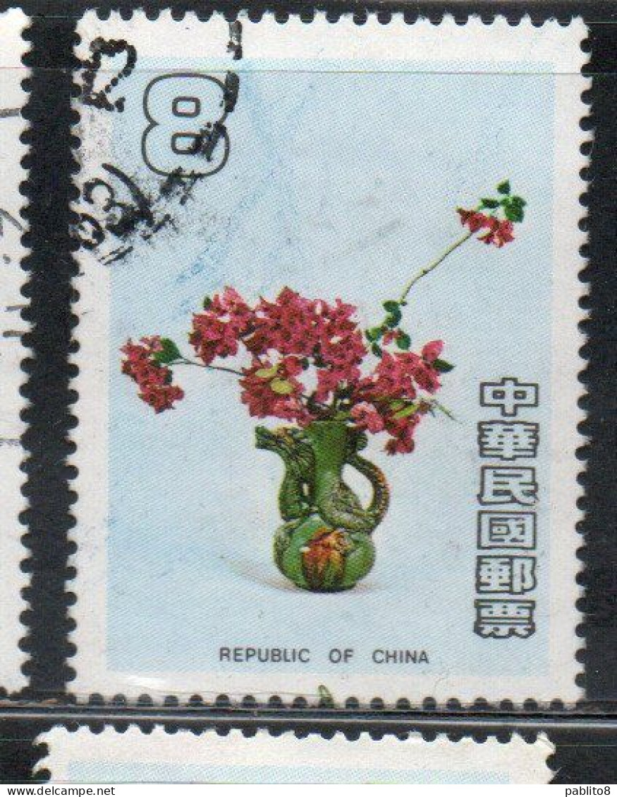 CHINA REPUBLIC CINA TAIWAN FORMOSA 1986 FLORAL ARRANGEMENTS 8$ USED USATO OBLITERE' - Gebraucht