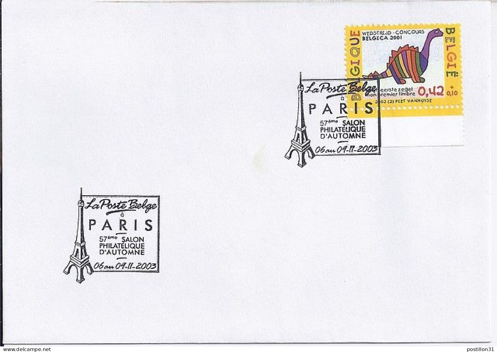 BELGIQUE N° 3051 S/L. DE « LA POSTE BELGE A PARIS » SALON 2003 - Storia Postale