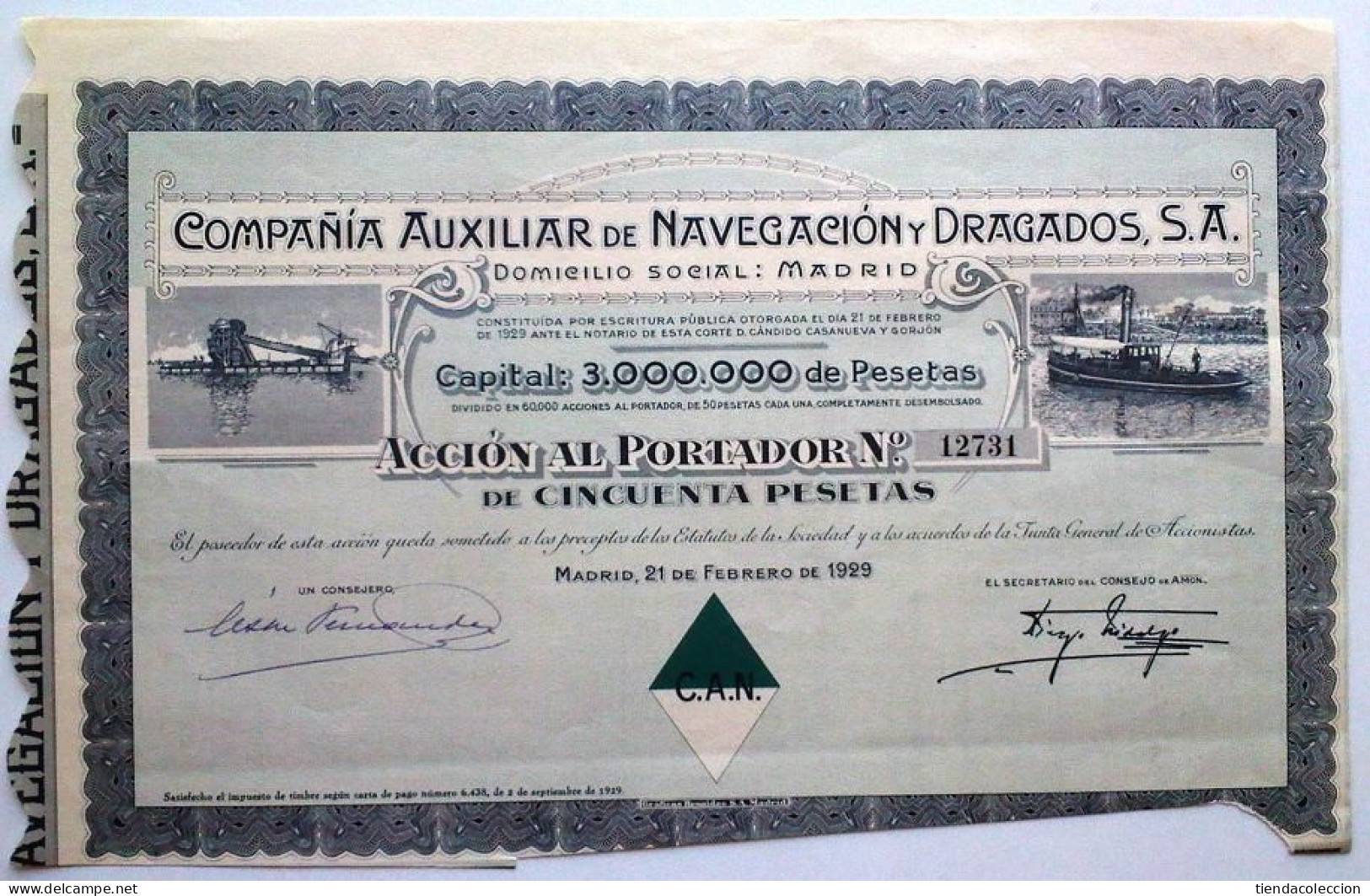 COMPAÑÍA AUXILIAR DE NAVEGACIÓN Y DRAGADOS, S. A. - Navigation