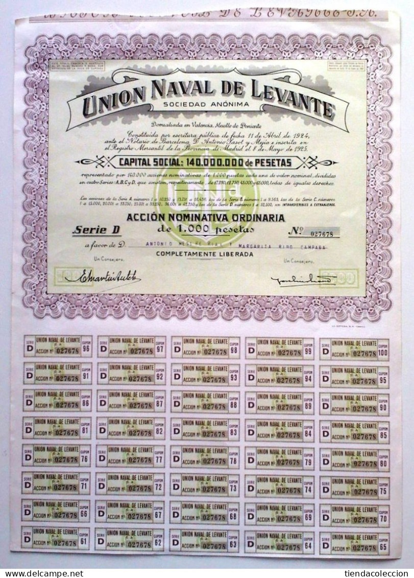 Unión Naval De Levante, Sociedad Anónima - Navegación