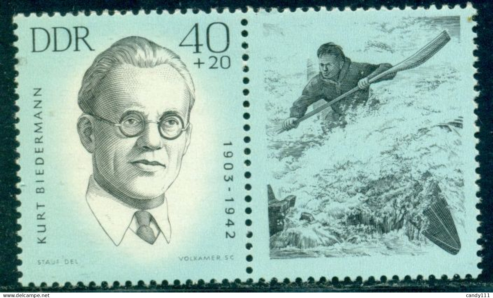 1963 Kurt Biedermann,wild Water Canoe,sport,Anti-fascist Fighter,DDR,987,MNH - Kanu