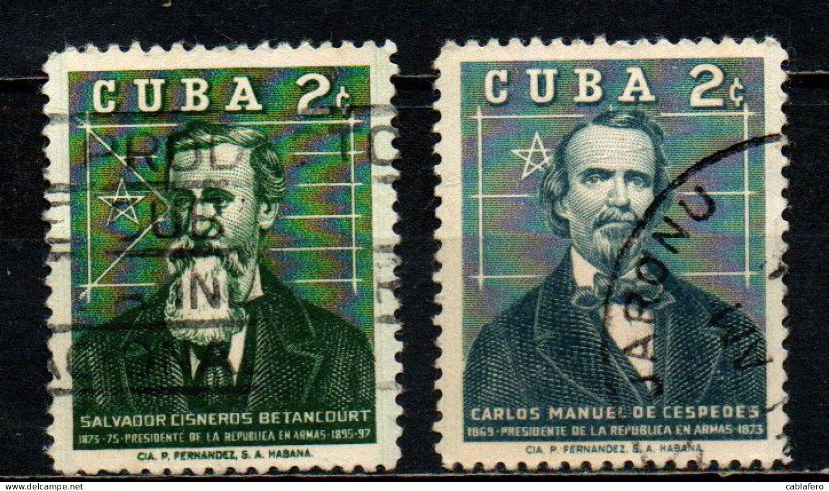 CUBA - 1959 - Presidents:  Salvador Cisneros Betancourt, Carlos Manuel De Cespedes - USATI - Gebruikt