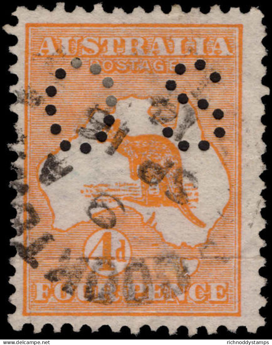 Australia 1914 4d Orange-yellow Official Fine Used. - Oficiales
