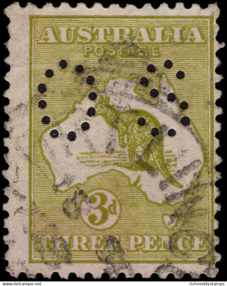 Australia 1915-28 3d Yellow-olive Die I Official Fine Used. - Servizio