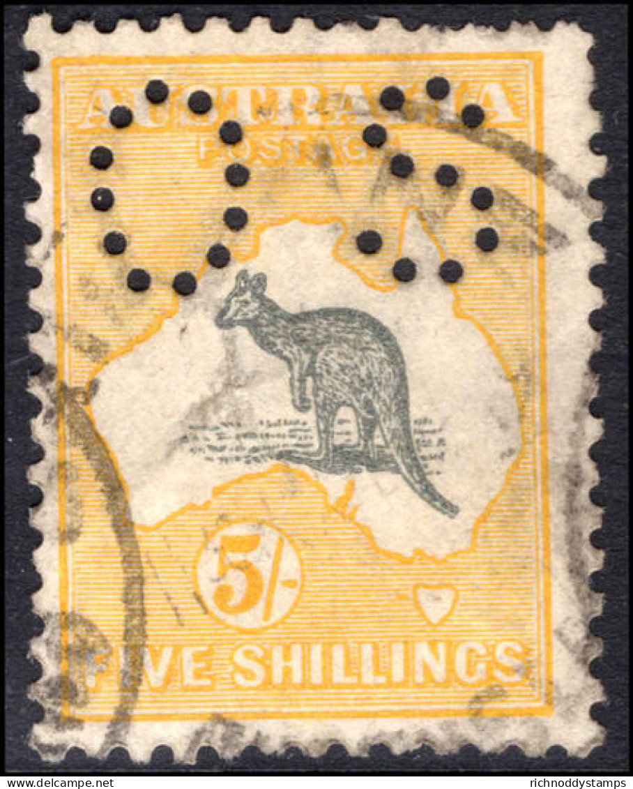 Australia 1915-28 5s Grey And Yellow Official Fine Used. - Officials