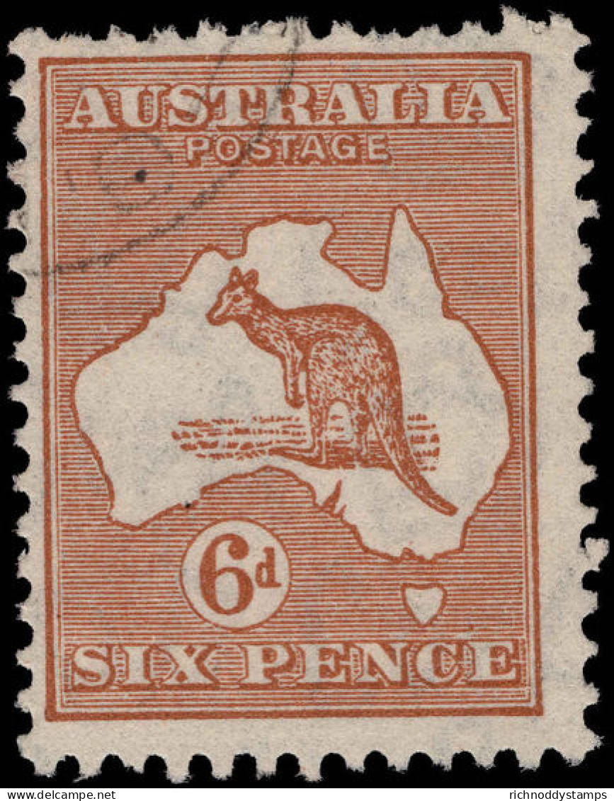 Australia 1931-36 6d Chestnut CofA (few Ragged Perfs At Top) Fine Used. - Usados