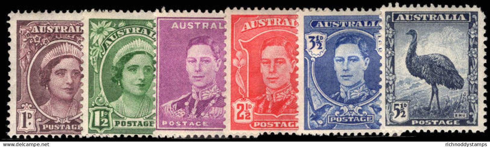 Australia 1942-50 Set (top Value With Pulled Corner) Lightly Mounted Mint. - Nuevos