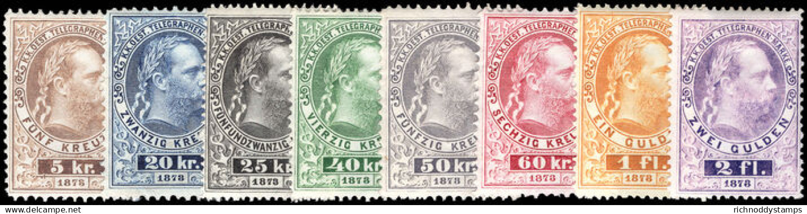 Austria 1874 Telegraph Stamps Engraved Set Various Perfs Lightly Mounted Mint. - Telegraph