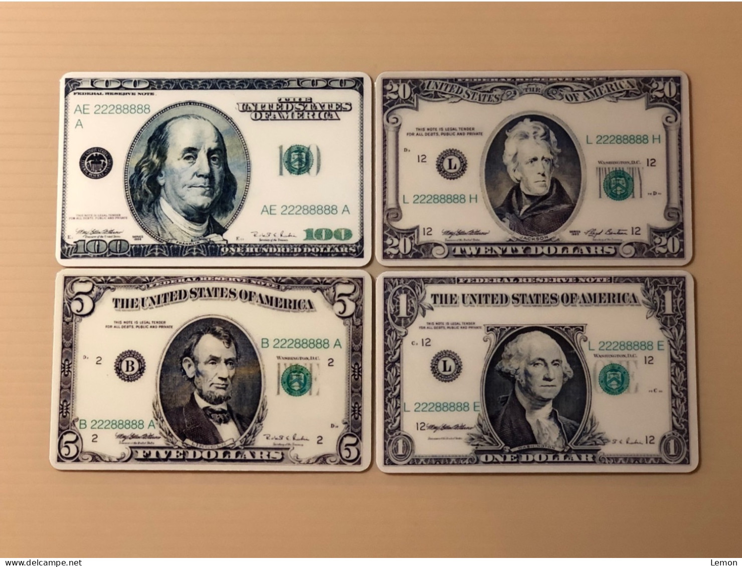 Mint USA UNITED STATES America Prepaid Telecard Phonecard, US Banknote Dollar Currency, Set Of 4 Mint Cards - Collections