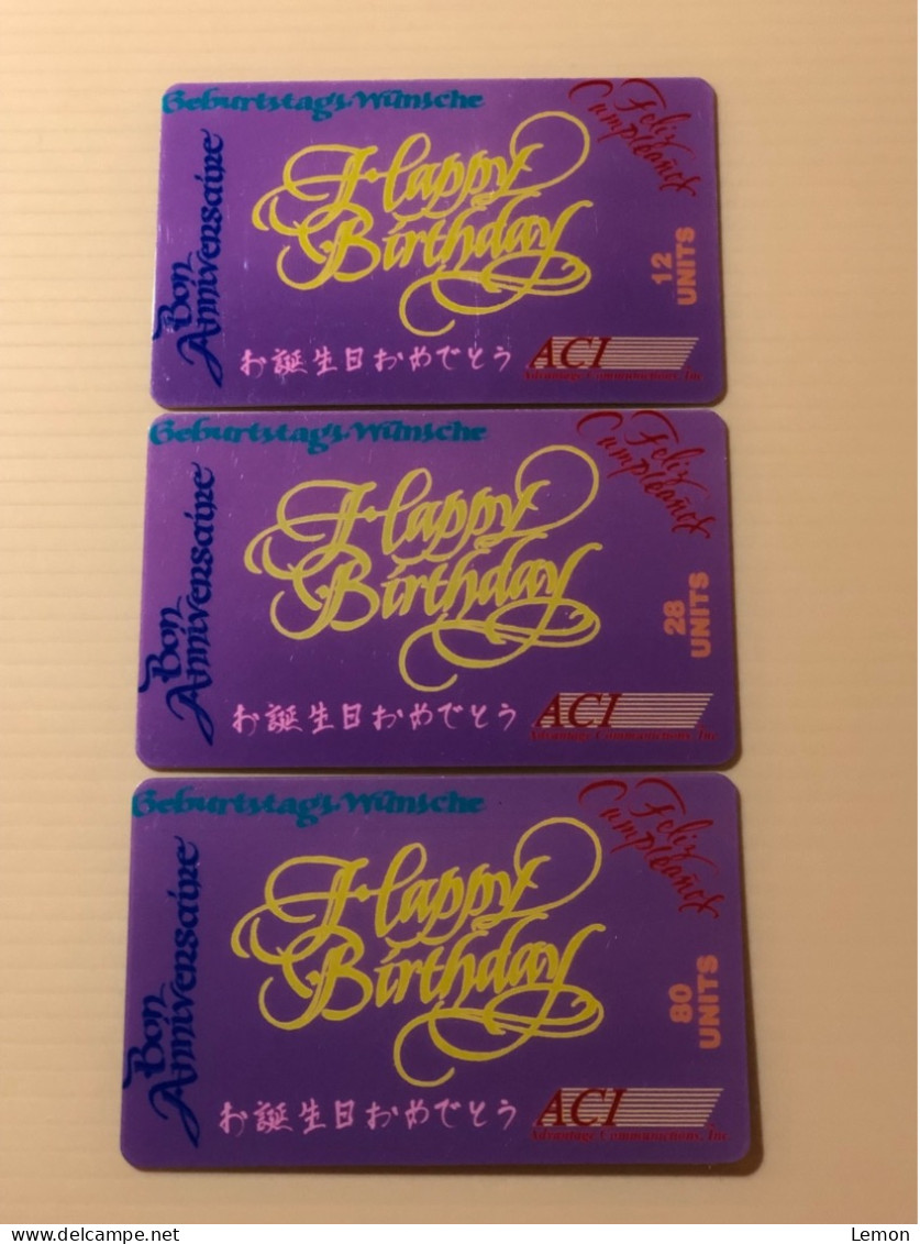 Mint USA UNITED STATES America Prepaid Telecard Phonecard, Happy Birthday Card, Set Of 3 Mint Cards - Sammlungen