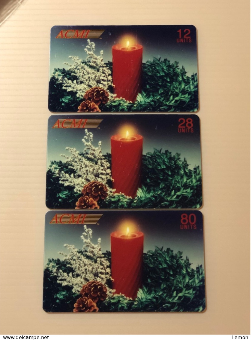 Mint USA UNITED STATES America Prepaid Telecard Phonecard, Holiday Telecard Candle, Set Of 3 Mint Cards - Collezioni