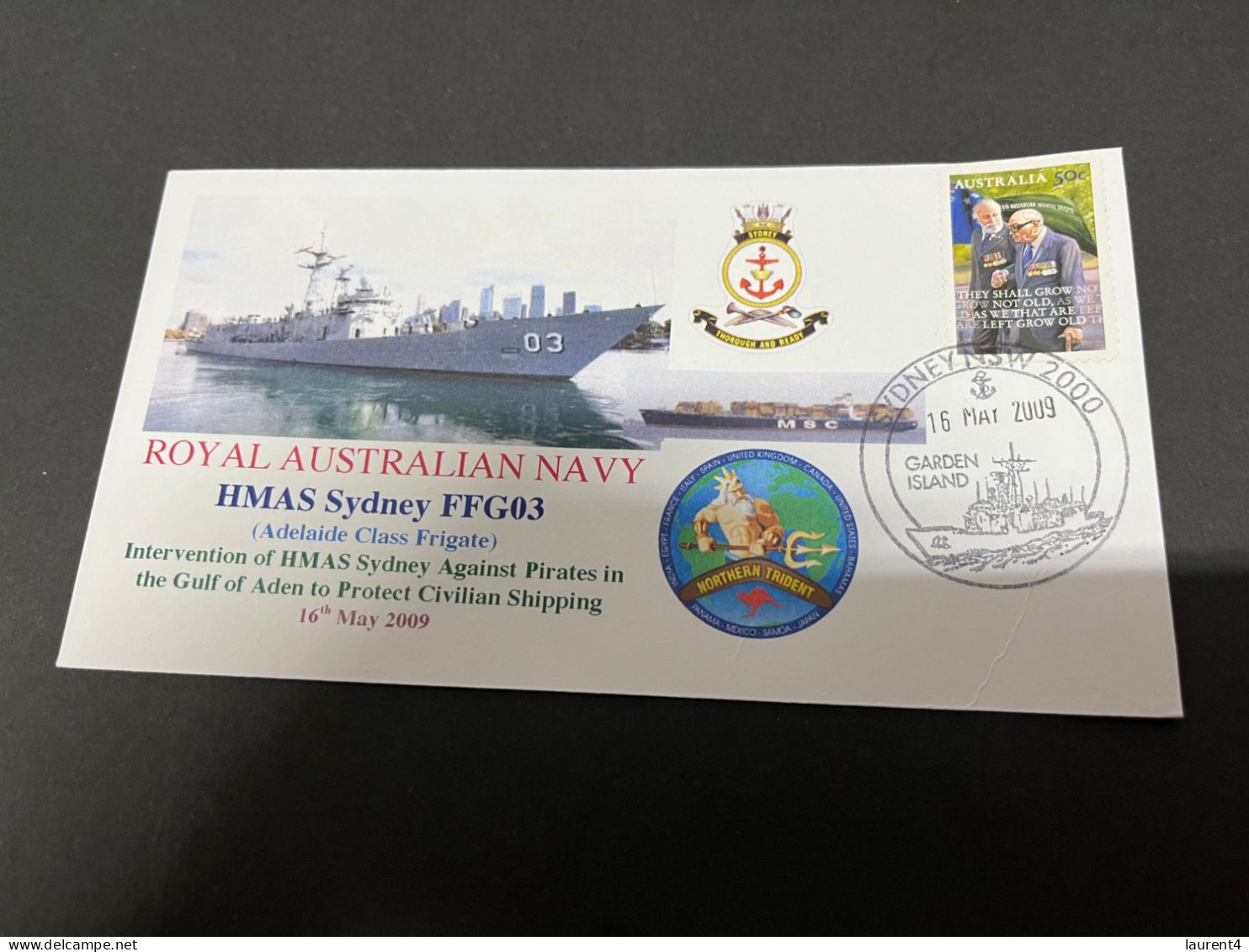 7-7-2023 (1 S 34) Royal Australian Navy Warship - HMAS Sydney FFG 03 (against Pirates In Gulf Of Aden) - Andere & Zonder Classificatie