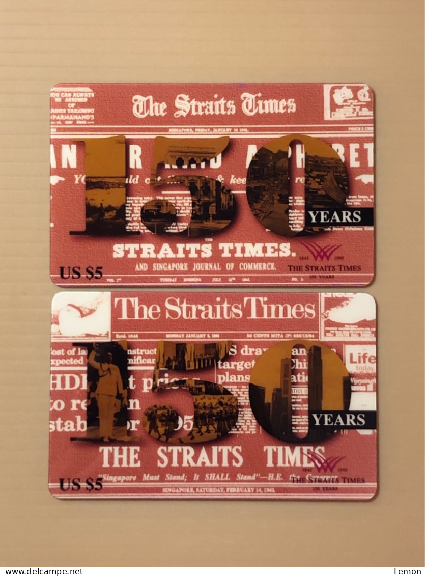 Mint USA UNITED STATES America Prepaid Telecard Phonecard, The Straits Times Paper Newspaper, Set Of 2 Mint Cards - Collezioni