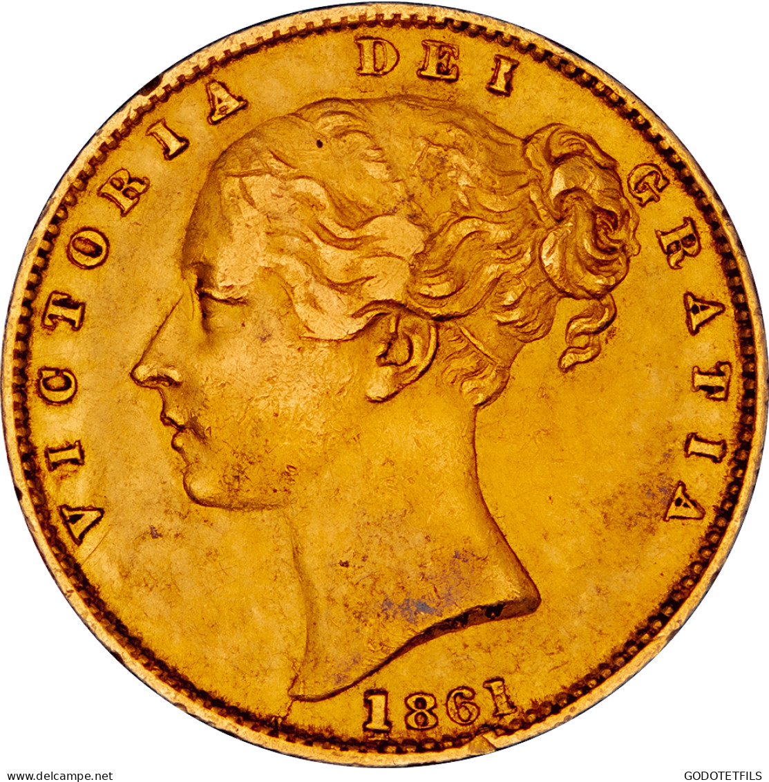 Royaume-Uni Souverain Victoria Buste Jeune Et Armoiries 1861 N°3 - 1 Sovereign