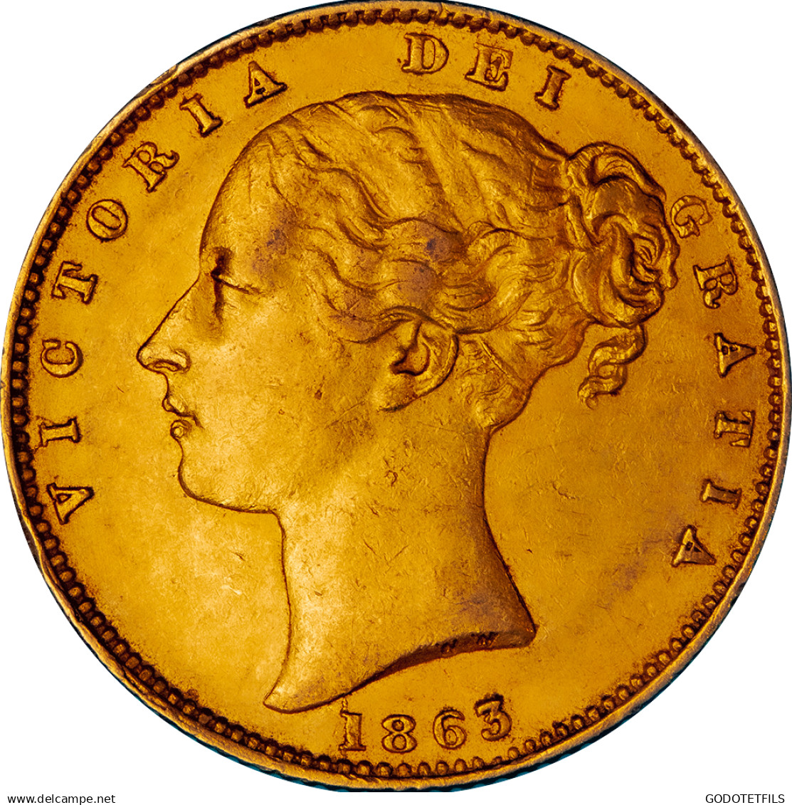 Royaume-Uni Souverain Victoria Buste Jeune Et Armoiries 1863 - 1 Sovereign