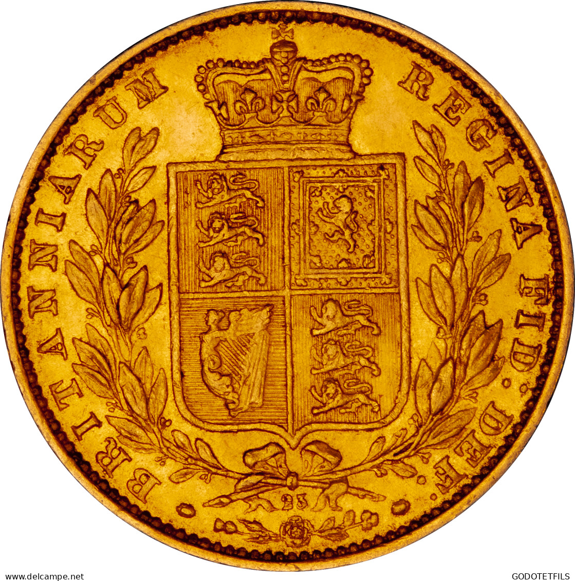 Royaume-Uni Souverain Victoria Buste Jeune Et Armoiries 1865 - 1 Sovereign