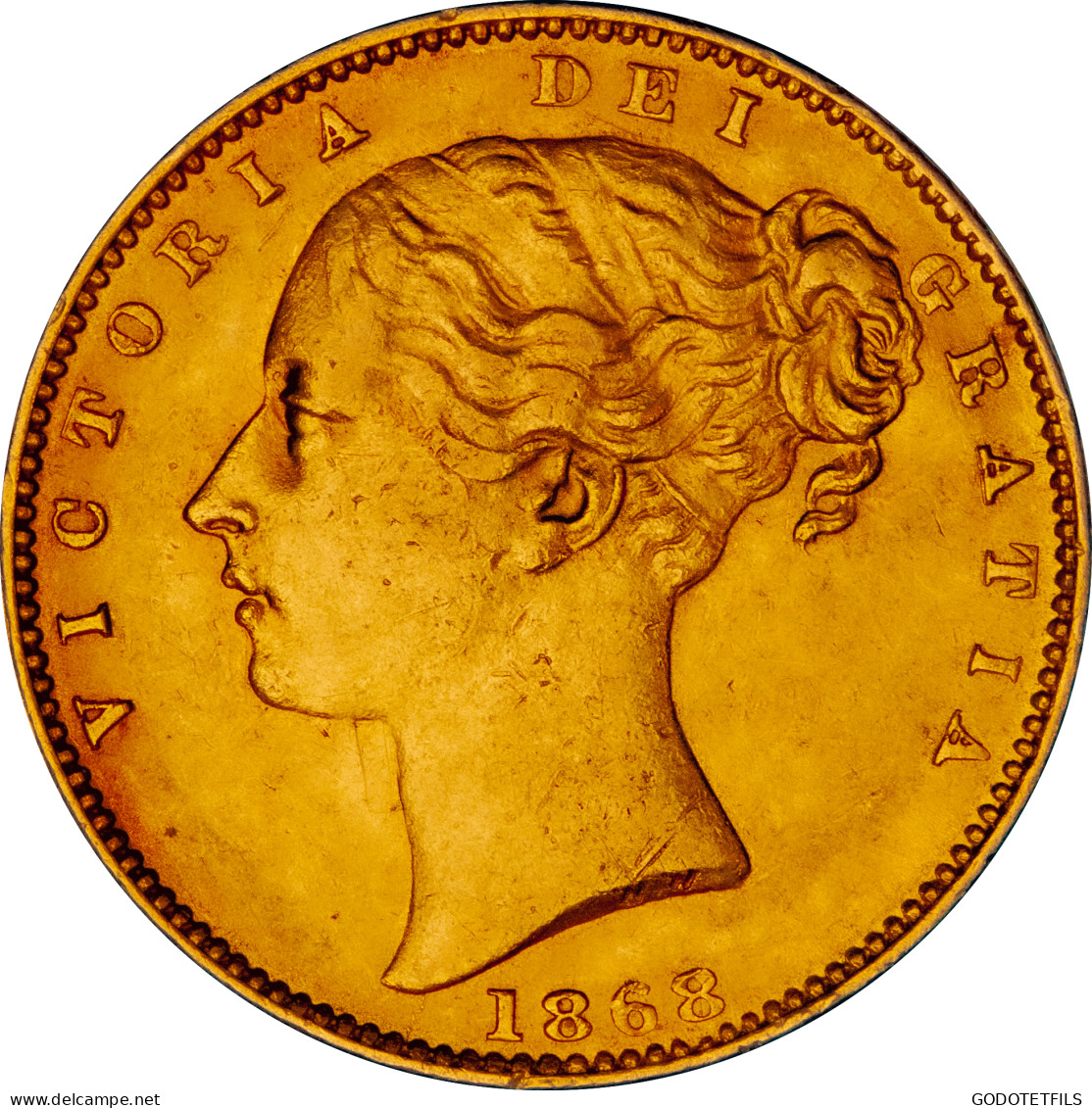 Royaume-Uni Souverain Victoria Buste Jeune Et Armoiries 1868 N°3 - 1 Sovereign