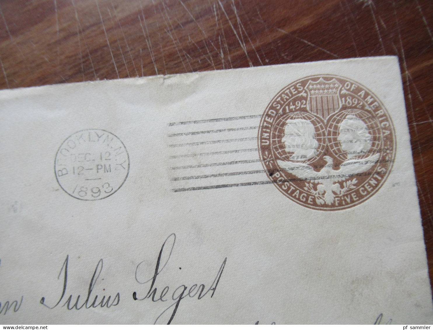 USA kleiner Belegeposten / Ganzsachen / Umschläge! 1x mit Stempel Pony 1893 insgesamt 11 Stück! Schiffspost nach Deutsch