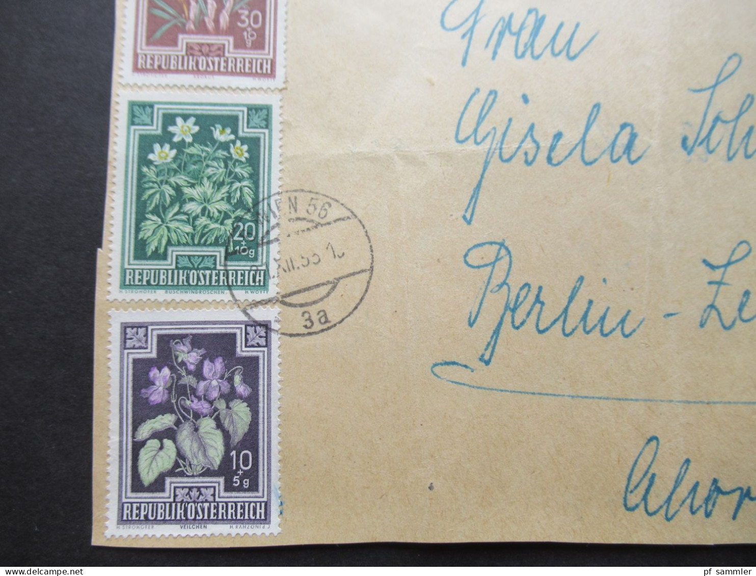 Österreich 1948 Anti Tuberkulose Fonds Mi.Nr.868 - 877 Satzbrief (Vorderseite / VS !!) Tagesstempel Wien 21.XII.1955 - Covers & Documents