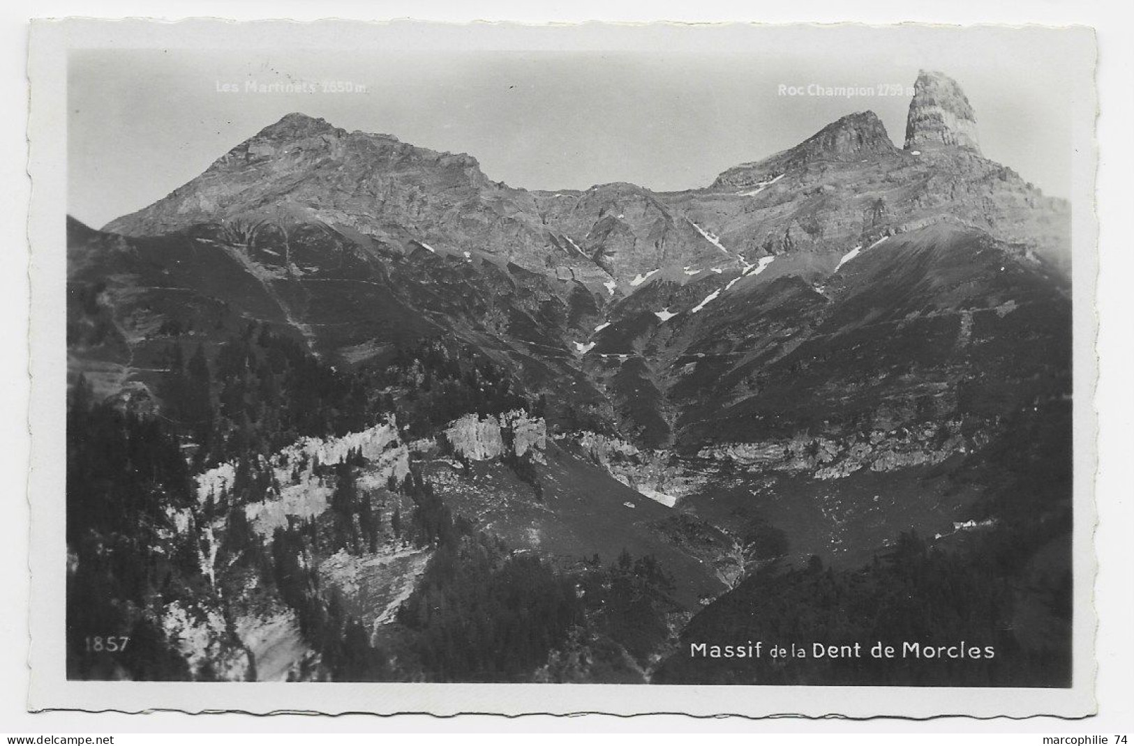 HELVETIA SUISSE POSTE MILITAIRE BAILLY 1934 SUR CARTE MASSIF DENT DE MORCLES - Poststempel