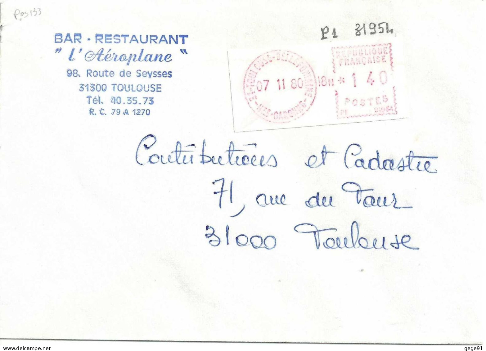 Vignette D'affranchissement De Guichet - Camp - Toulouse Bellefontaine - Haute Garonne - 1969 Montgeron – Wit Papier – Frama/Satas