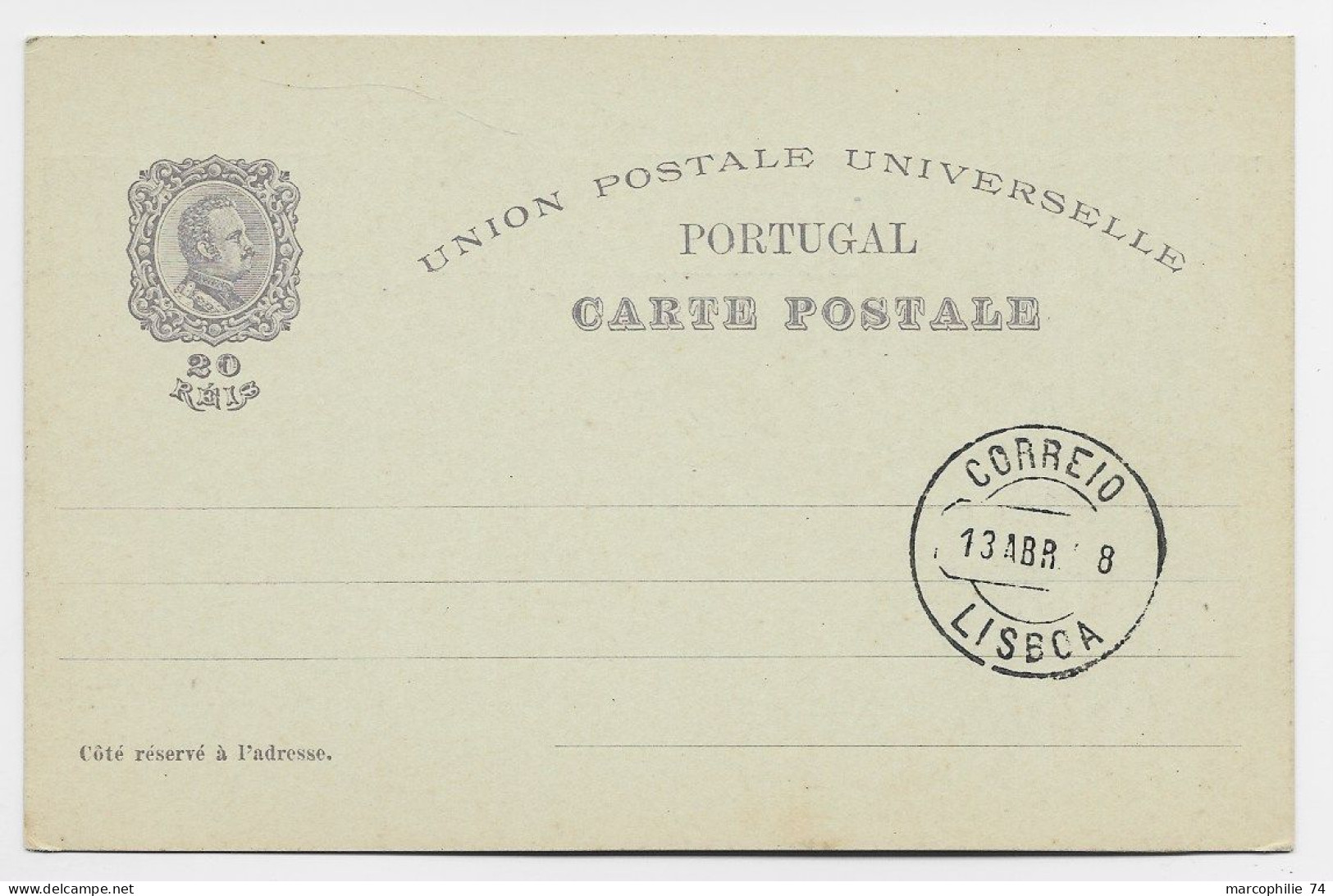 INDIA PORTUGAL ENTIER 20 REIS CARTE LISBOA 1898 NEUF - Other & Unclassified
