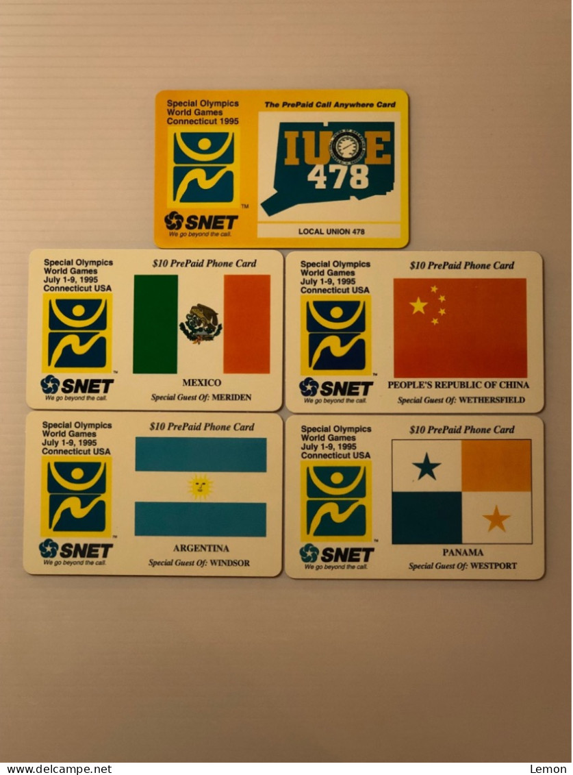 Mint USA UNITED STATES America Prepaid Telecard Phonecard, Special Olympics World Games 1995, Set Of 5 Mint Cards - Sammlungen