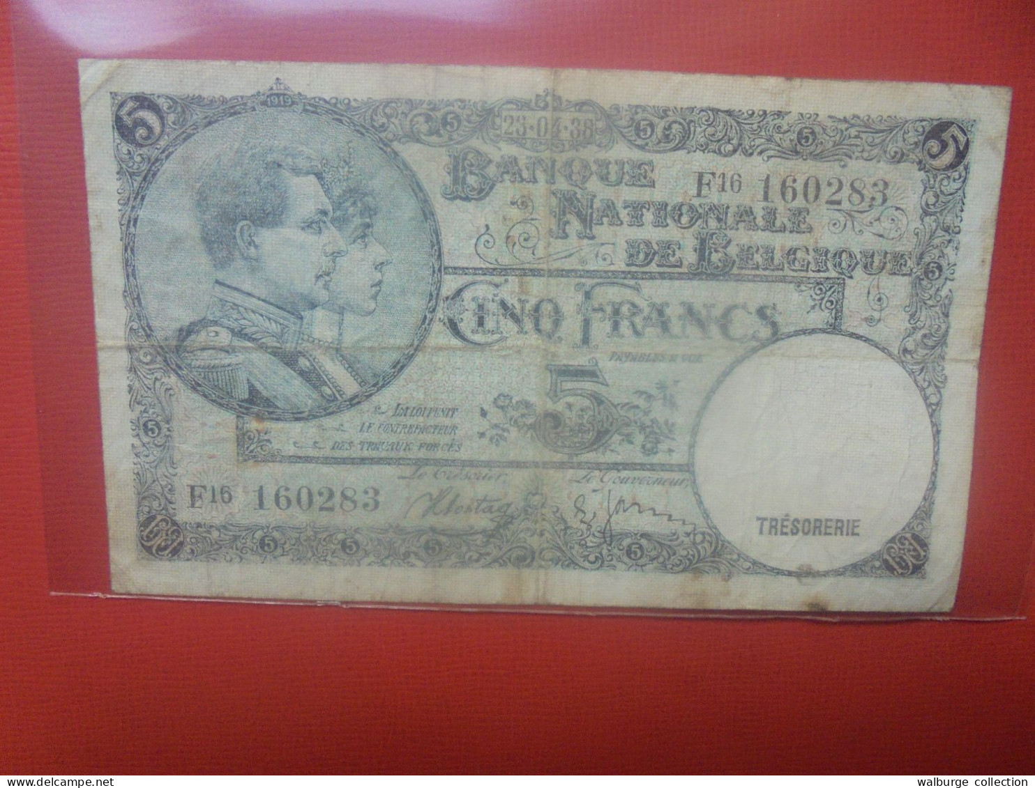 BELGIQUE 5 Francs 1938 Circuler (B.18) - 5 Francos