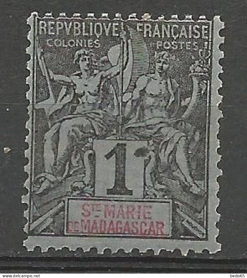Sainte-Marie De MADAGASCAR N° 1 Variétée Cassure Du Petit Cadre Par Une Anomalie NEUF* PETITE CHARNIERE  / Hinge  / MH - Unused Stamps