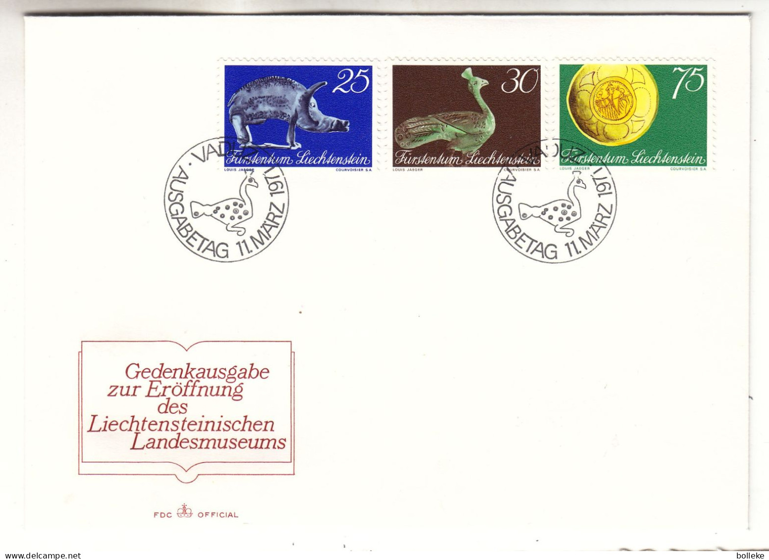 Liechtenstein - Lettre FDC De 1971 - Oiseaux - Cochons - Valeur 3,50 Euros - Storia Postale