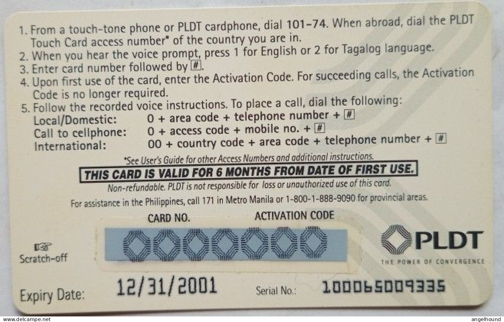Philippines P100 PLDT Touchcard MINT "  Goldilocks " - Philippines