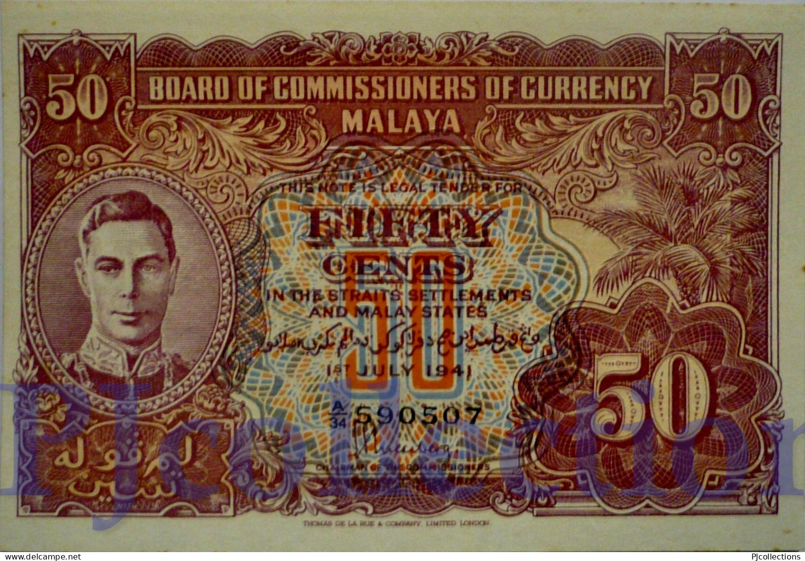 MALAYA 50 CENTS 1945 PICK 10b UNC RARE - Malaysie