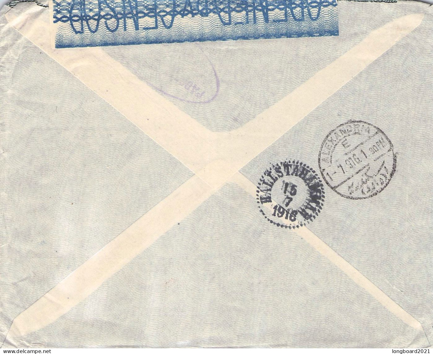 EGYPT - LETTER 1916 ALEXANDRIA > SWEDEN -CENSOR- / *423 - 1915-1921 Britischer Schutzstaat