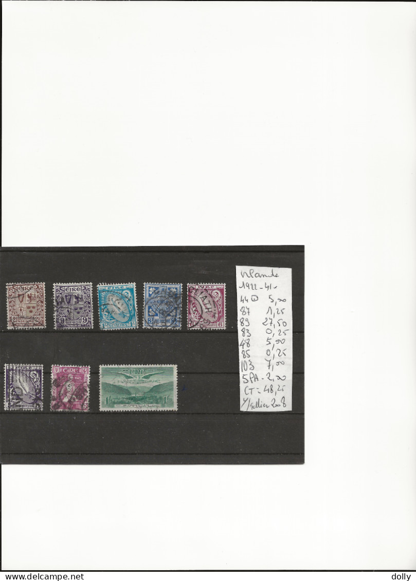 TIMBRE DE L IRLANDE OBLITEREES 1922-41 COTE 48.25 € - Used Stamps