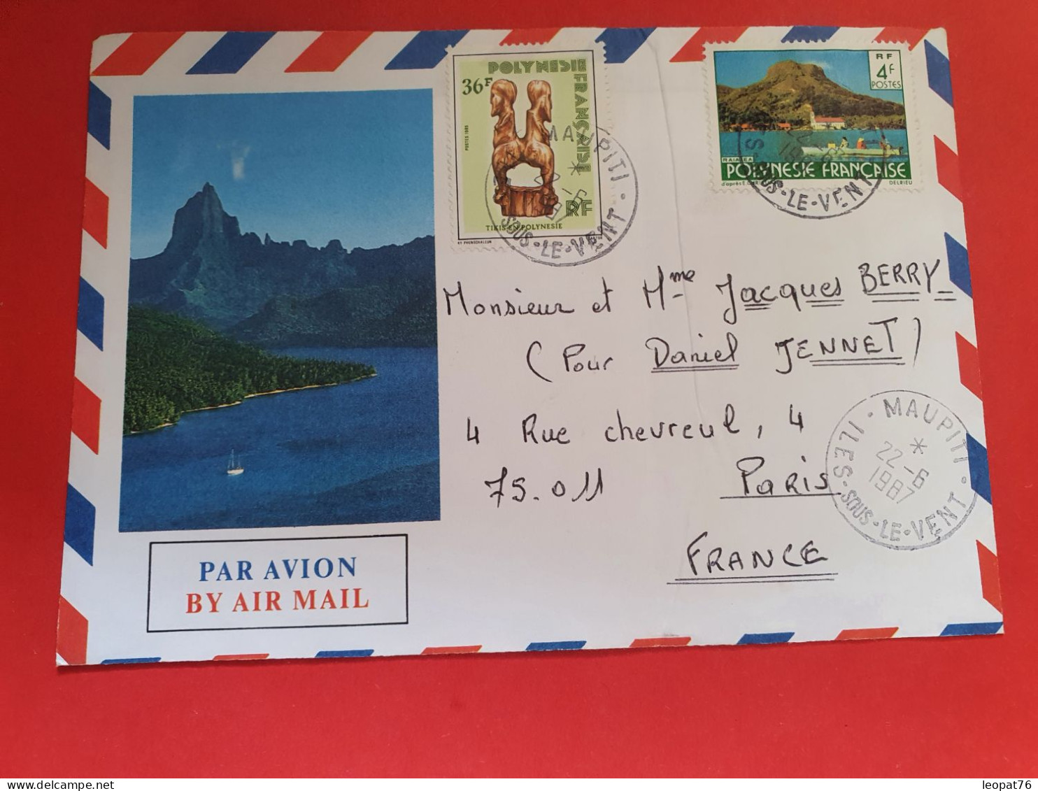 Polynésie - Enveloppe De Maupiti Pour La France En 1987 - Réf 1544 - Cartas & Documentos