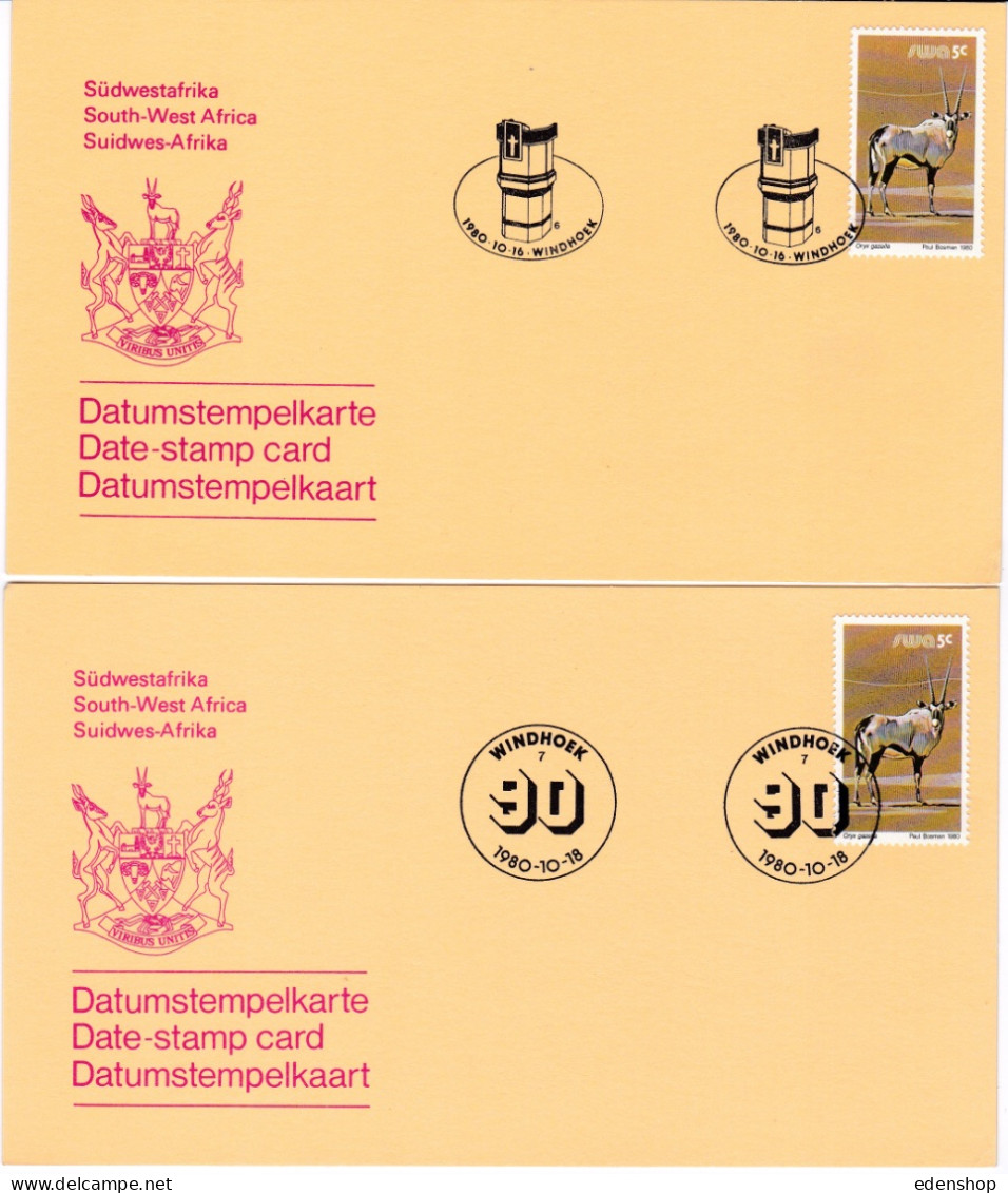 SOUTH WEST AFRICA 1980-1983 14 Assorted Date Stamp Cards  - Numbers 6 7 8 9 10  S10 11 12 13 14 15 16 17 18 - Covers & Documents