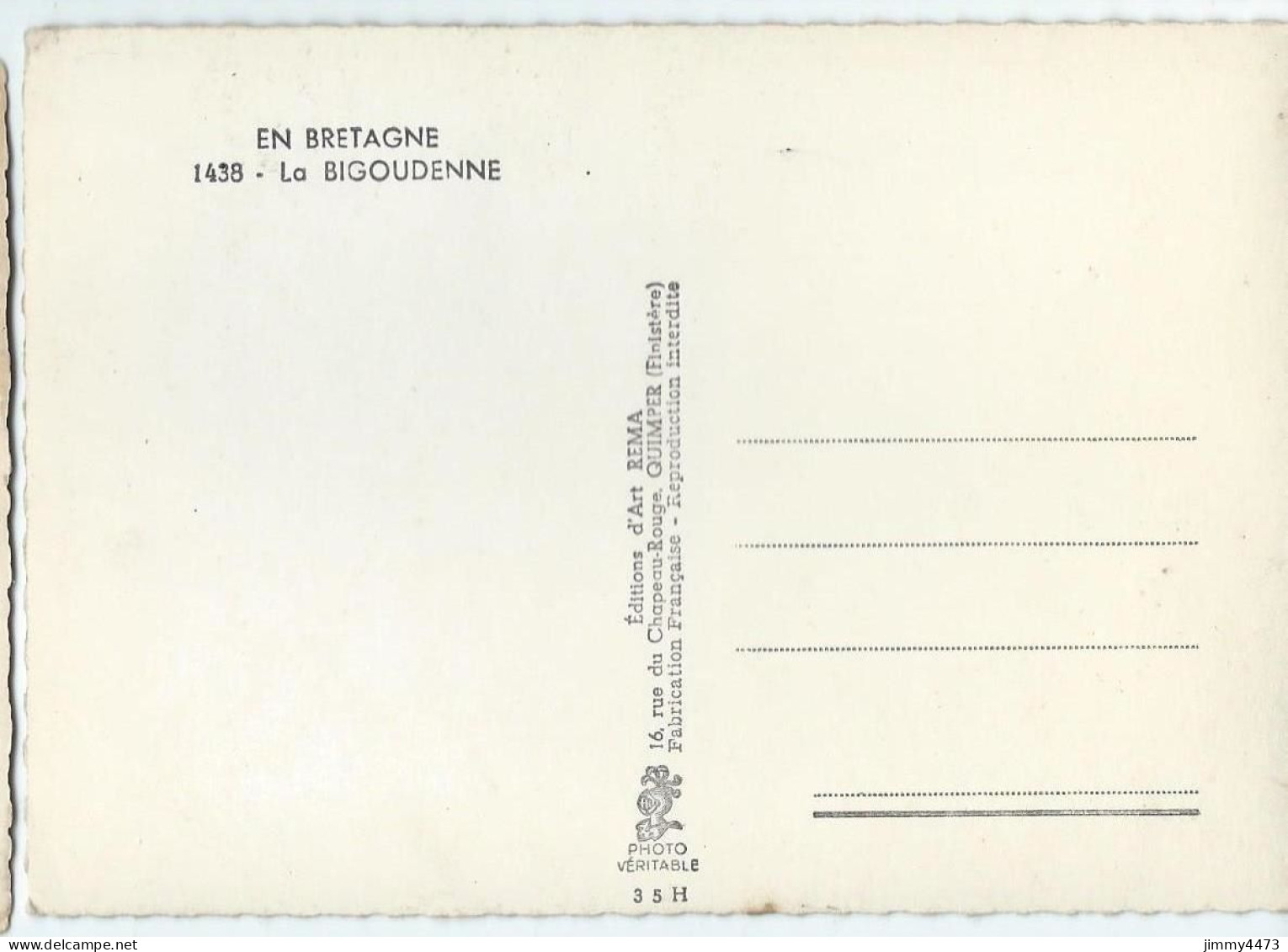 CPM - LA BIGOUDENNE ( Plouhinec / Plozevet  ) BRETAGNE - N° 1438 - Edit. D'Art REMA - Plozevet