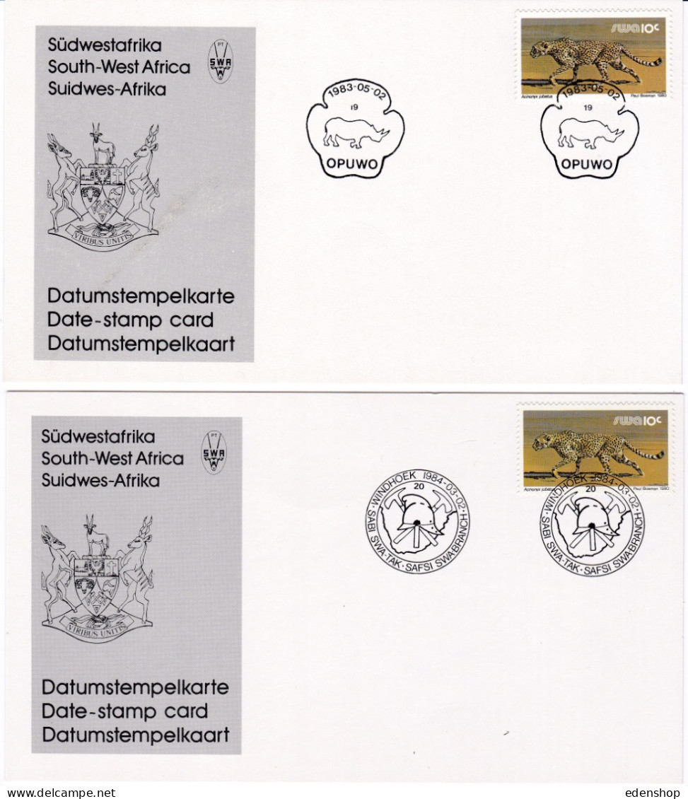 SOUTH WEST AFRICA 1983-1988 17 Date Stamp Cards  - Numbers 19 20 21 22 23 S25 S26 S27 S28 S28.1 S28.2 S29 S31 - Cartas & Documentos