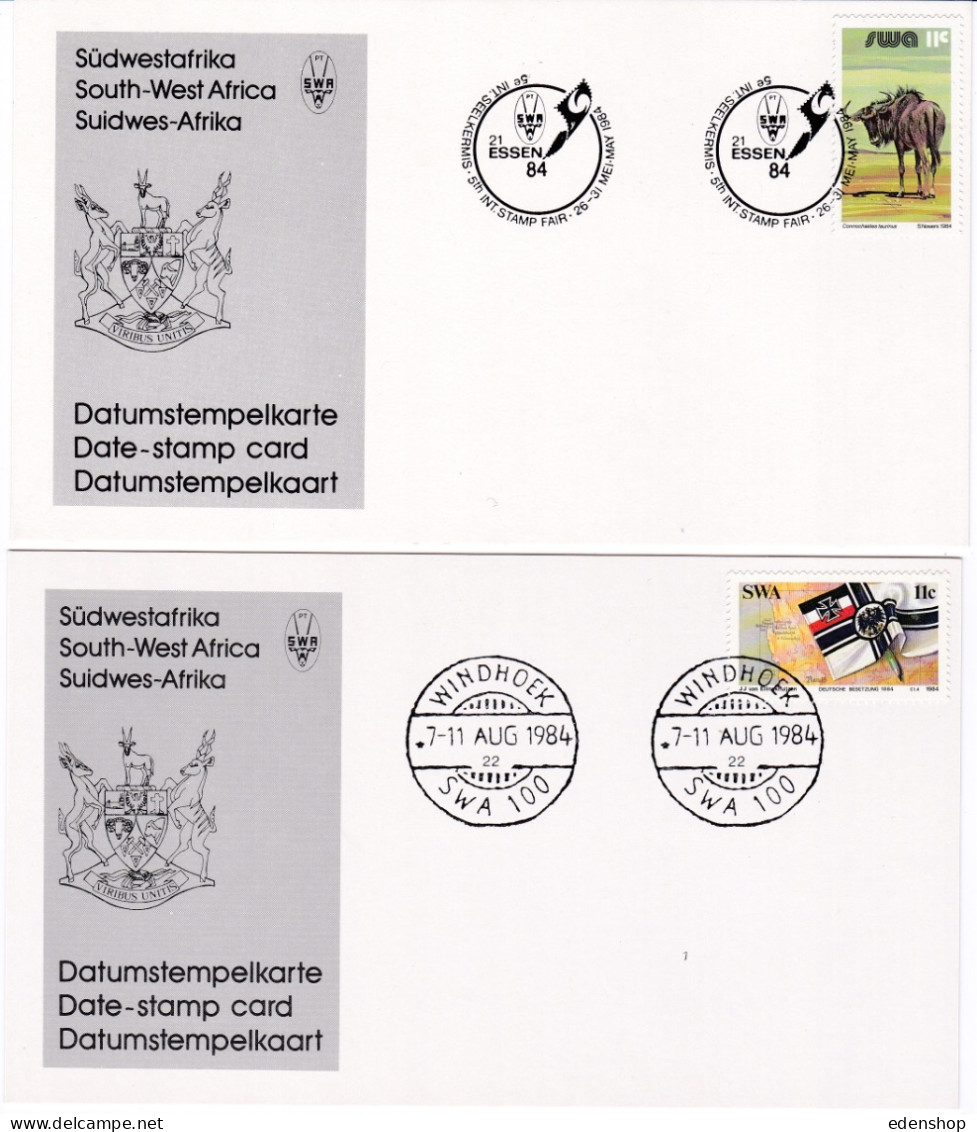 SOUTH WEST AFRICA 1983-1988 17 Date Stamp Cards  - Numbers 19 20 21 22 23 S25 S26 S27 S28 S28.1 S28.2 S29 S31 - Covers & Documents
